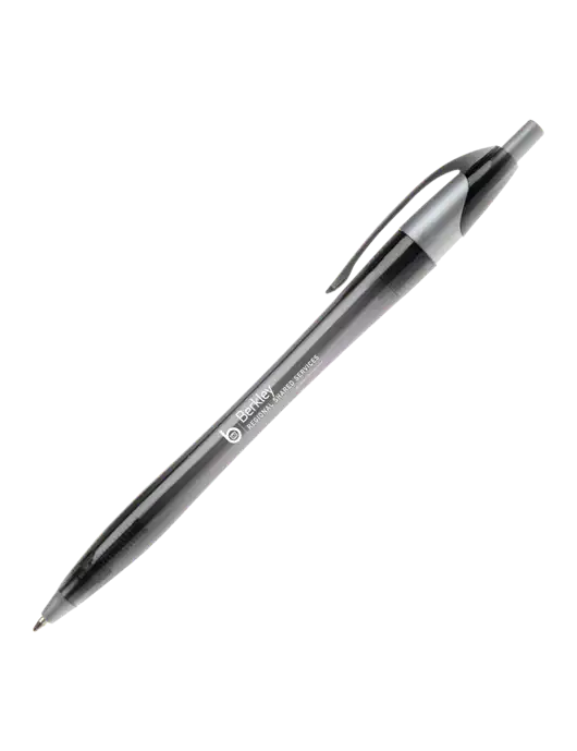 Novella Translucent Black/Silver Jewel Pen - Blue Ink w/Berkley RSS logo