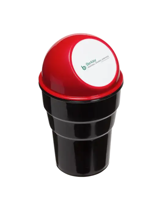 Red Car Cup Holder Trash Can w/Berkley RSS logo