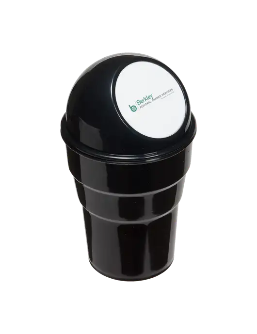 Black Car Cup Holder Trash Can w/Berkley RSS logo