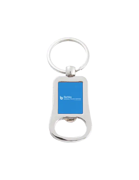 Silver & Blue Bottle Opener Keychain w/Berkley RSS logo