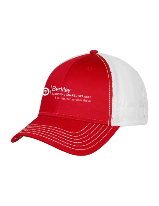 Red/White Mesh Trucker Cap Snap Back w/Berkley RSS logo