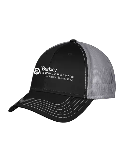 Black/Medium Dark Grey Mesh Trucker Cap Snap Back w/Berkley RSS logo