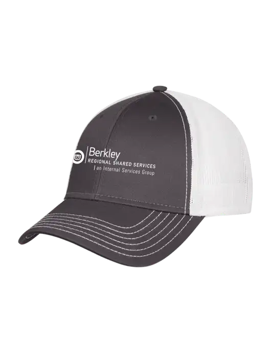 Dark Grey/White Mesh Trucker Cap Snap Back w/Berkley RSS logo