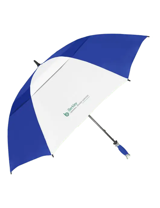 Royal/White Vented Typhoon Tamer Golf Umbrella w/Berkley RSS logo