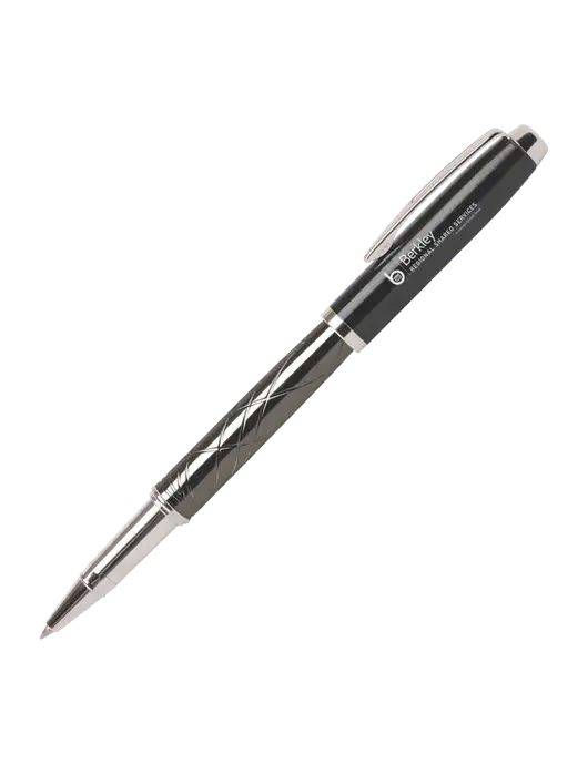 Modernist Black Rollerball Pen - Black Ink w/Berkley RSS logo