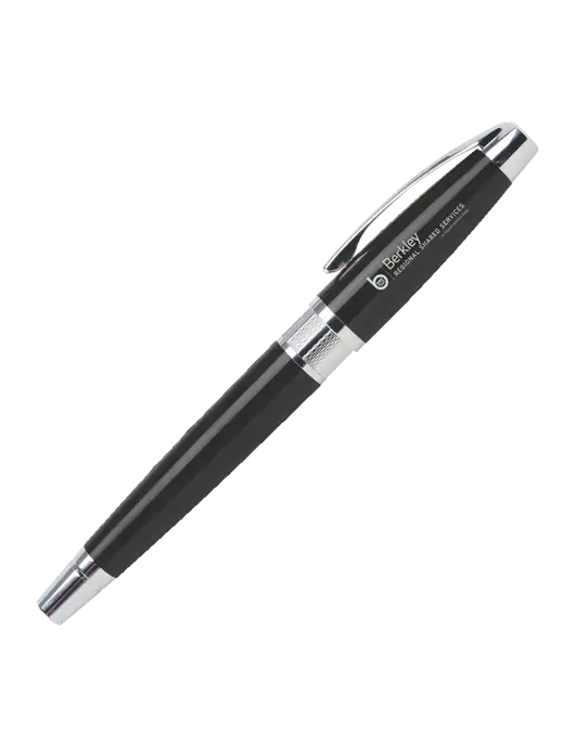 Masscotti Black Rollerball Pen - Black Ink w/Berkley RSS logo