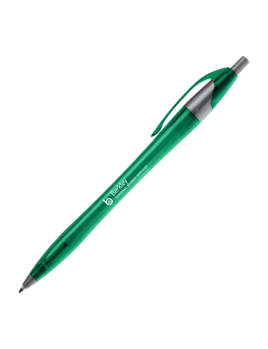 Novella Translucent Green/Silver Jewel Pen - Blue Ink w/Berkley RSS logo