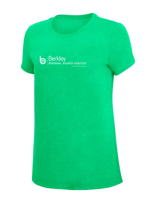 Womens Simply Soft Green Frost 4.5oz Poly/Combed Ring Spun Cotton T-Shirt w/Berkley RSS logo
