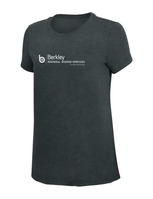 Womens Simply Soft Black Frost 4.5oz Poly/Combed Ring Spun Cotton T-Shirt w/Berkley RSS logo