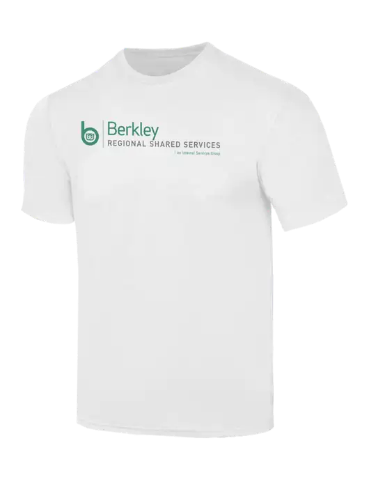 Simply Soft White 4.5oz  Poly/Combed Ring Spun Cotton T-Shirt w/Berkley RSS logo