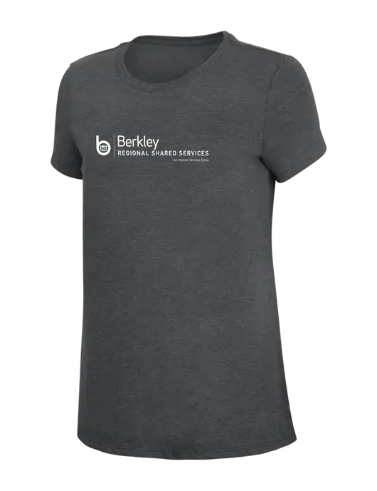 Womens Simply Soft Charcoal 4.5oz Poly/Combed Ring Spun Cotton T-Shirt w/Berkley RSS logo