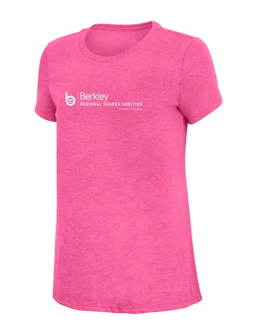 Womens Simply Soft Fuchsia Frost 4.5oz Poly/Combed Ring Spun Cotton T-Shirt w/Berkley RSS logo