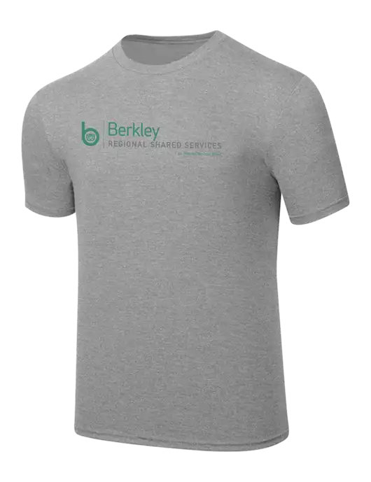 Simply Soft Heathered Light Grey 4.5oz  Poly/Combed Ring Spun Cotton T-Shirt w/Berkley RSS logo