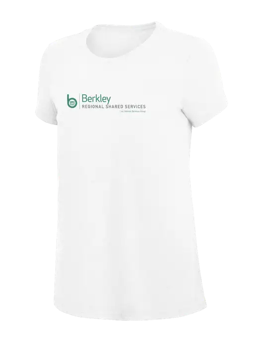 Womens Simply Soft White 4.5oz Poly/Combed Ring Spun Cotton T-Shirt
 w/Berkley RSS logo