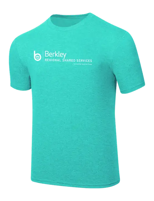 Simply Soft Light Teal Heathered 4.5oz  Poly/Combed Ring Spun Cotton T-Shirt w/Berkley RSS logo
