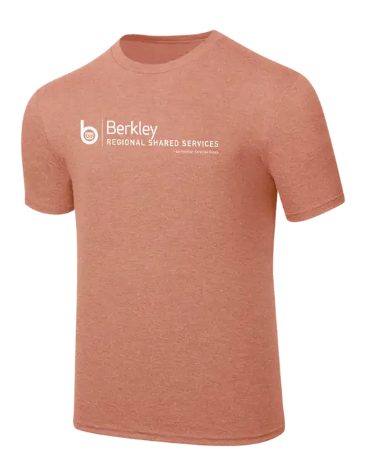 Simply Soft Heathered Light Peach 4.5oz  Poly/Combed Ring Spun Cotton T-Shirt w/Berkley RSS logo