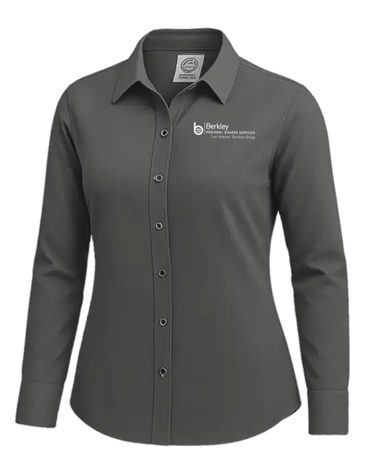 Brooks Brothers Womens Dark Grey Wrinkle-Free Stretch Nailhead Shirt w/Berkley RSS logo