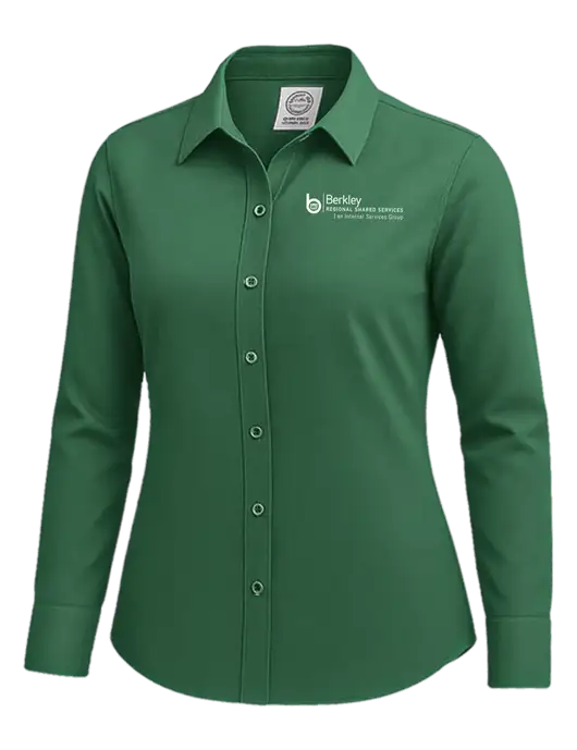 Brooks Brothers Womens Medium Green Wrinkle-Free Stretch Nailhead Shirt w/Berkley RSS logo