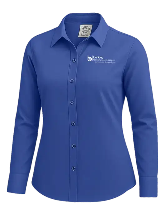 Brooks Brothers Womens Royal Blue Wrinkle-Free Stretch Nailhead Shirt w/Berkley RSS logo