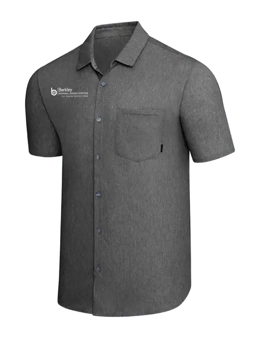 OGIO Dark Grey Heather Extend Short Sleeve Button Up Shirt w/Berkley RSS logo