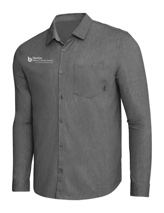 OGIO Dark Grey Heather Extend Long Sleeve Button Up Shirt w/Berkley RSS logo