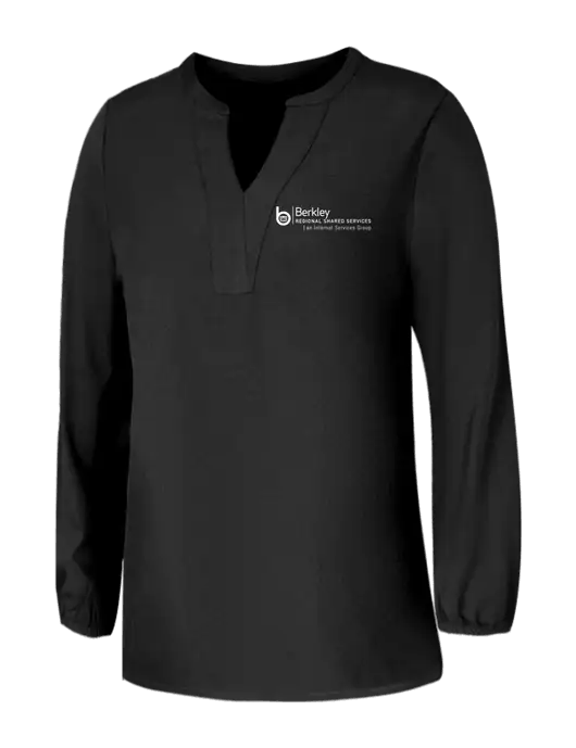 Mercer+Mettle Womens Deep Black Stretch Crepe 3/4 Sleeve Blouse w/Berkley RSS logo