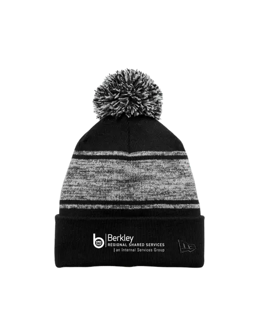New Era Black/Charcoal Knit Chilled Pom Beanie w/Berkley RSS logo