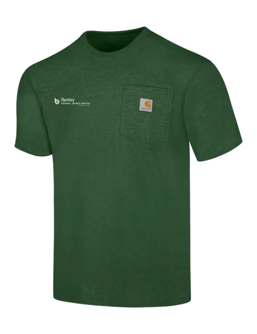 Carhartt Loose Fit Workwear Dark Green Heather Short Sleeve Pocket T-Shirt w/Berkley RSS logo