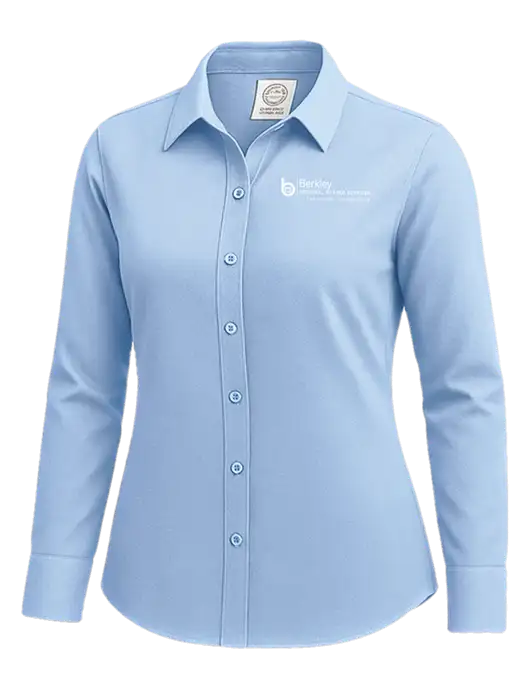 Brooks Brothers Womens Light Blue Wrinkle-Free Stretch Nailhead Shirt w/Berkley RSS logo