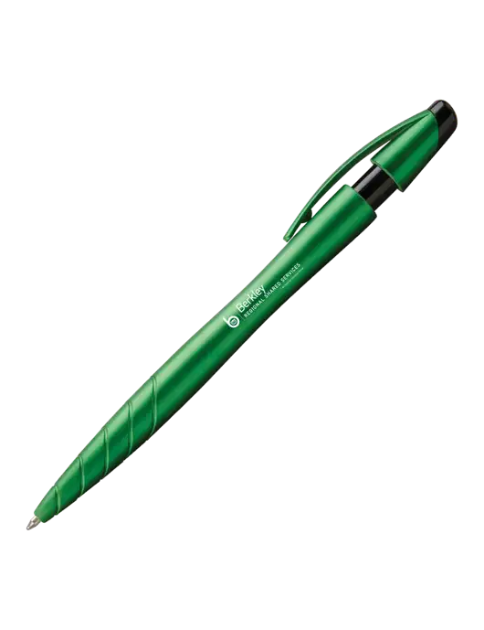 Awali Green Metallic Pen - Black Ink w/Berkley RSS logo