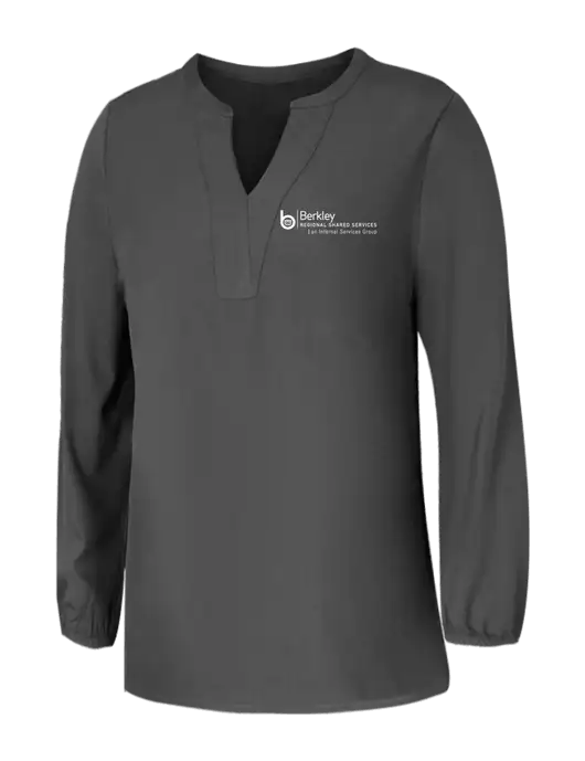 Mercer+Mettle Womens Dark Grey Stretch Crepe 3/4 Sleeve Blouse w/Berkley RSS logo