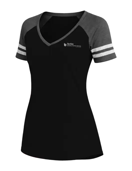 Womens Black/Charcoal Heather V-Neck Game Tee w/Berkley RSS logo