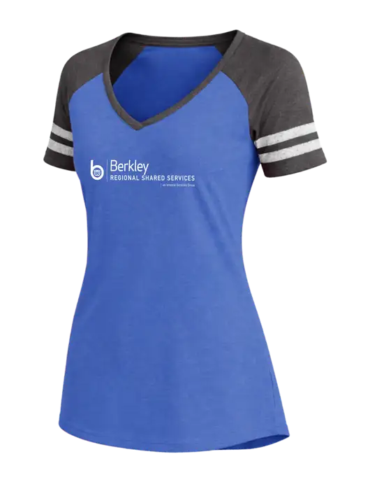 Womens Royal Heather/Charcoal Heather V-Neck Game Tee w/Berkley RSS logo