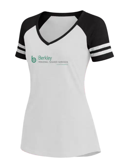 Womens White/Black V-Neck Game Tee w/Berkley RSS logo