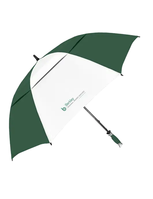 Dark Green/White Vented Typhoon Tamer Golf Umbrella w/Berkley RSS logo
