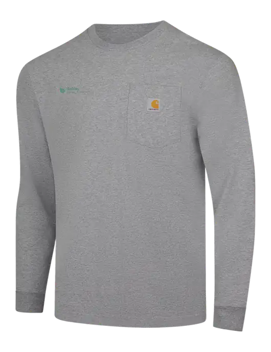Carhartt Light Grey Heather Workwear Pocket Long Sleeve T-Shirt w/Berkley RSS logo