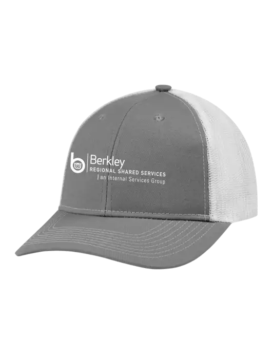 Snapback Ponytail Trucker Cap Light Medium Heather Grey w/White Mesh w/Berkley RSS logo