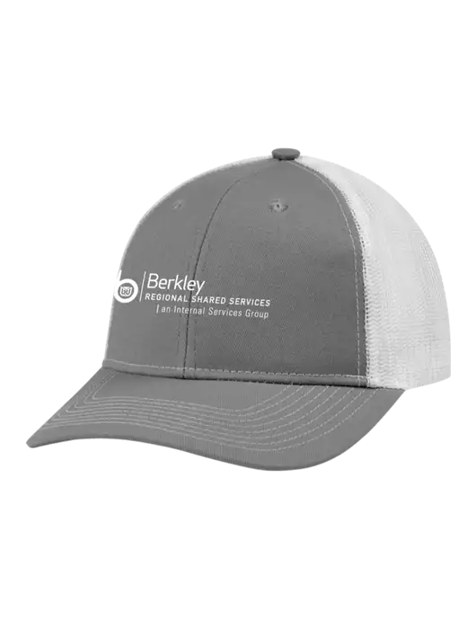 Snapback Ponytail Trucker Cap Light Medium Heather Grey w/White Mesh w/Berkley RSS logo