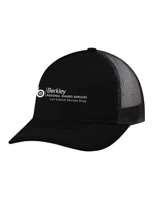 Snapback Ponytail Trucker Cap Black w/Black Mesh w/Berkley RSS logo