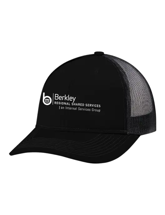 Snapback Ponytail Trucker Cap Black w/Black Mesh w/Berkley RSS logo