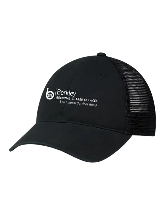 Richardson 111 Garment Washed Trucker Cap Black w/Black Mesh w/Berkley RSS logo