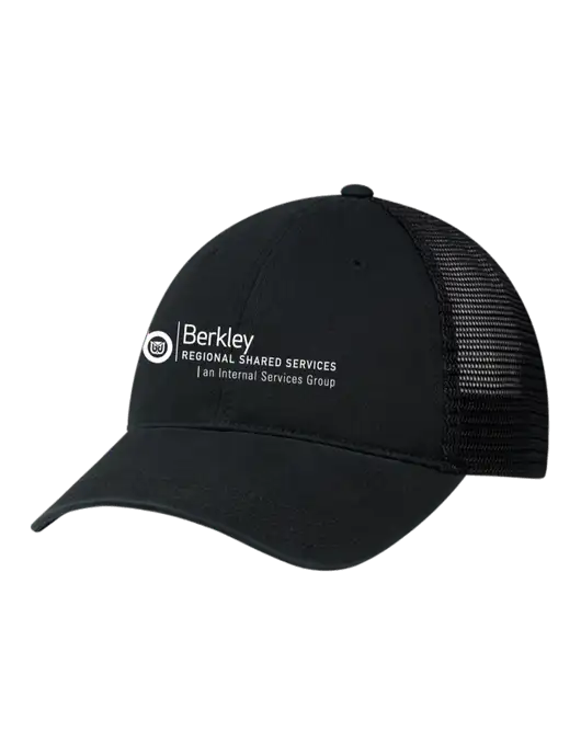 Richardson 111 Garment Washed Trucker Cap Black w/Black Mesh w/Berkley RSS logo