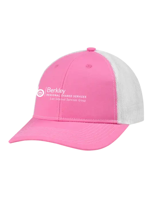 Snapback Ponytail Trucker Cap Pink/White Mesh w/Berkley RSS logo