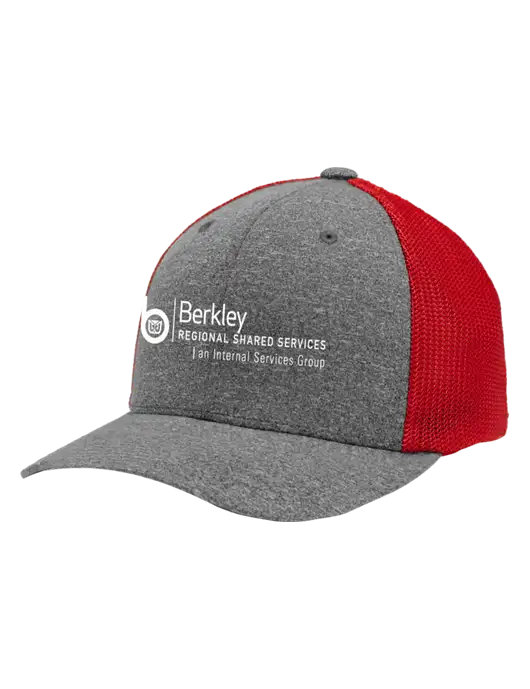 Flexfit Red/Medium Grey Heather Melange Mesh Back Trucker Cap w/Berkley RSS logo
