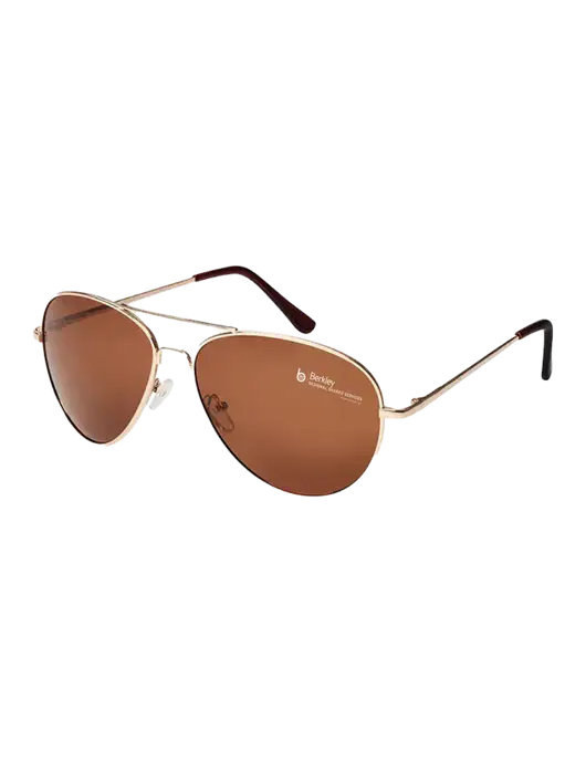 Aviator Coffee Brown with Gold Sunglasses  w/Berkley RSS logo