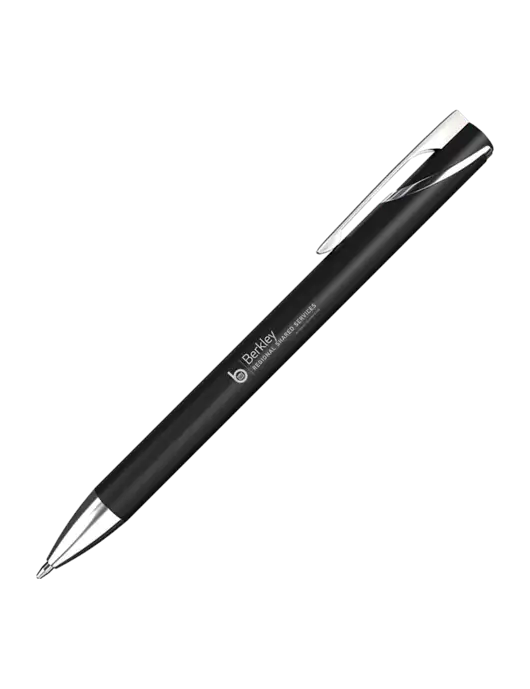 Black/Chrome HyperNova Ballpoint Pen - Black Ink w/Berkley RSS logo