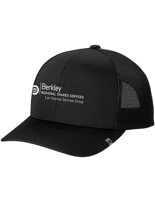 TravisMathew Black Cruz Trucker Cap w/Berkley RSS logo