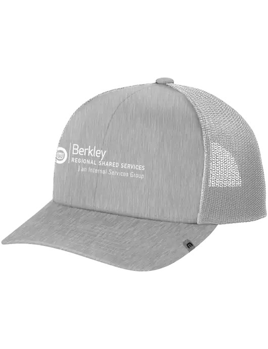 TravisMathew Light Medium Grey Heather Cruz Trucker Cap w/Berkley RSS logo
