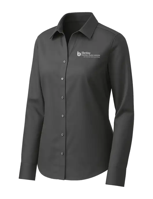 Brooks Brothers Womens Dark Grey Wrinkle-Free Stretch Pinpoint Shirt w/Berkley RSS logo