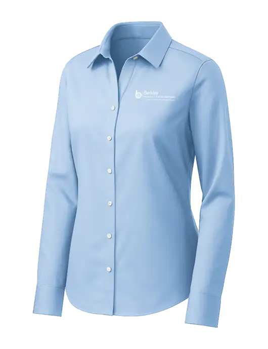 Brooks Brothers Womens Light Blue Wrinkle-Free Stretch Pinpoint Shirt w/Berkley RSS logo